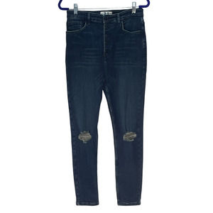 Free People Jeans Womens 31 High Rise Ankle Skinny Denim Button Fly Distressed